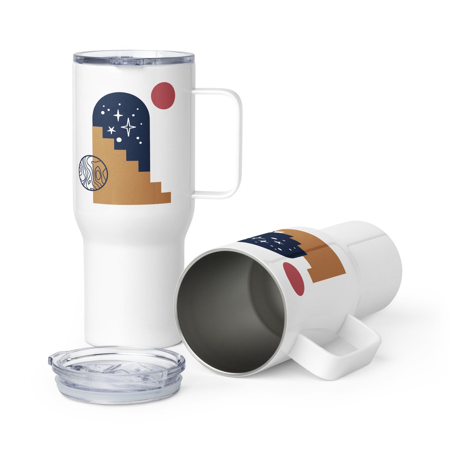 Travel mug with a handle